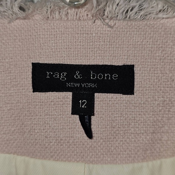 Rag‎ & Bone Womens Pink Carmen Linen Blend Tweed Jacket 12 - Picture 4 of 5